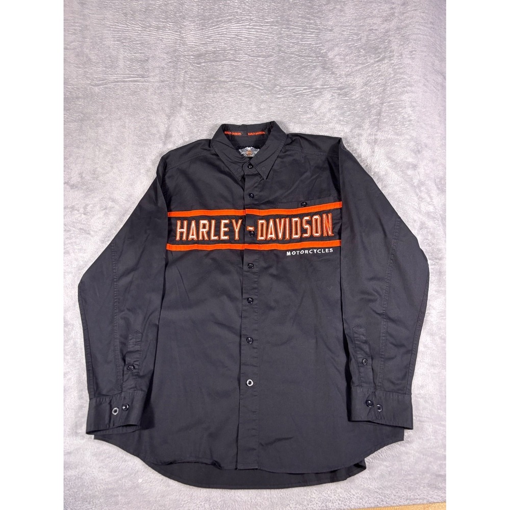 Harley-Davidson Motorcycles Button-Up XL Black Mens Embroidered